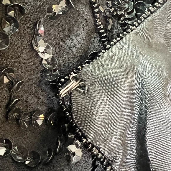 JMD New York Vintage Beaded Evening Open Jacket sz L Black Rich Grandma Sparkle - Picture 5 of 9